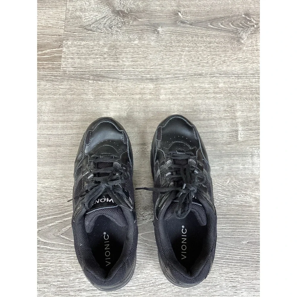 Vionic 23Walk Sneakers Womens 9 Wide Black Walking Shoes Lace Up Low Top